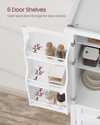 Pantry Cabinet, 71.7-Inch High Freestanding Tall Cupboard Storage Cabinet with a Drawer, 2 Cabinets, 4 Adjustable Shelves, 6 Door Shelves, for Living Room, Kitchen, White UBBC561P31V2