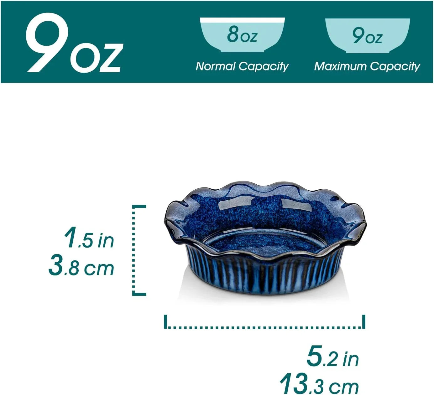 Mini Pie Pans Set of 6, 5.2 Inch Ceramic Deep Dish Pie Plate for Baking Microwave & Oven Safe, Cream Colored