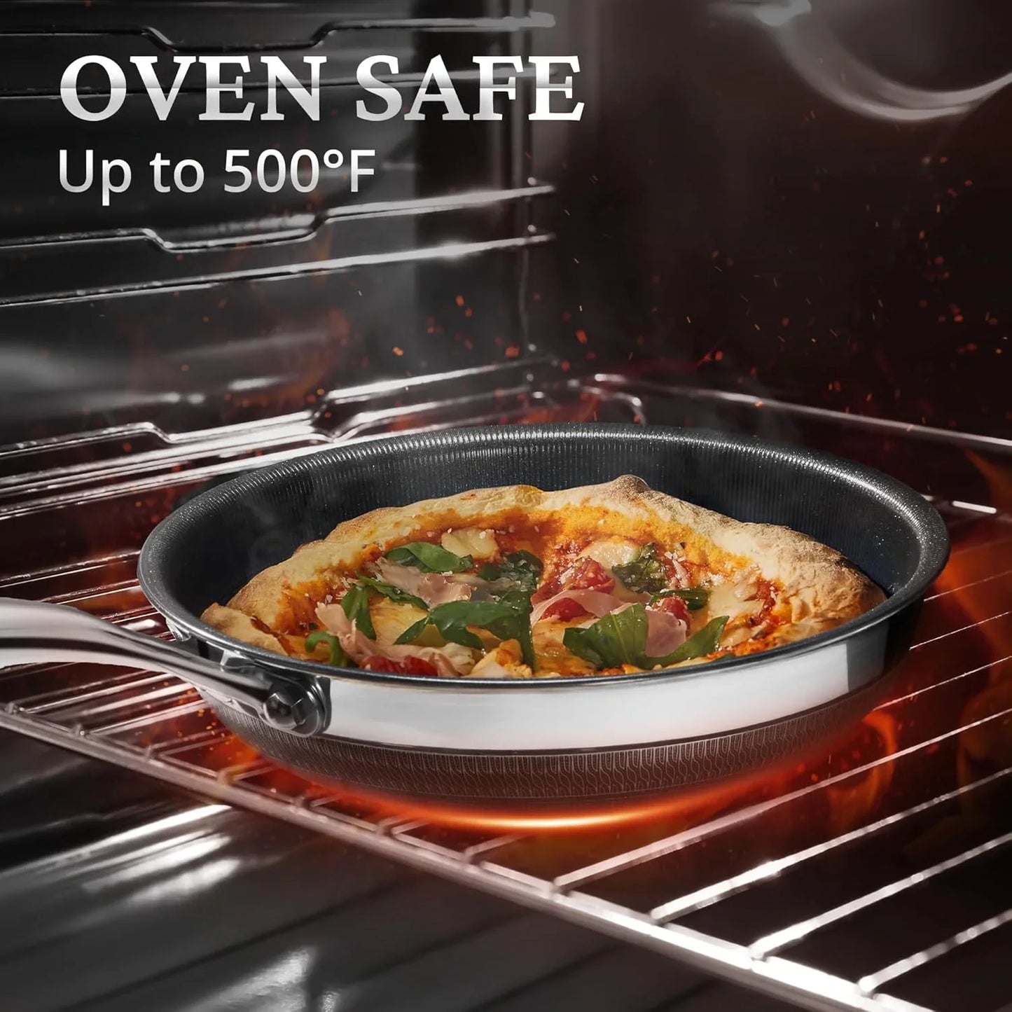 Nonstick Frying Pans with Lids, 8", 10", 12" Titanium Ceramic Tri-Ply Stainless Steel Skillet Set, Non-Toxic, PFAS/PFOA/PTFE Free, Dishwasher & Oven Safe, Induction Compatible