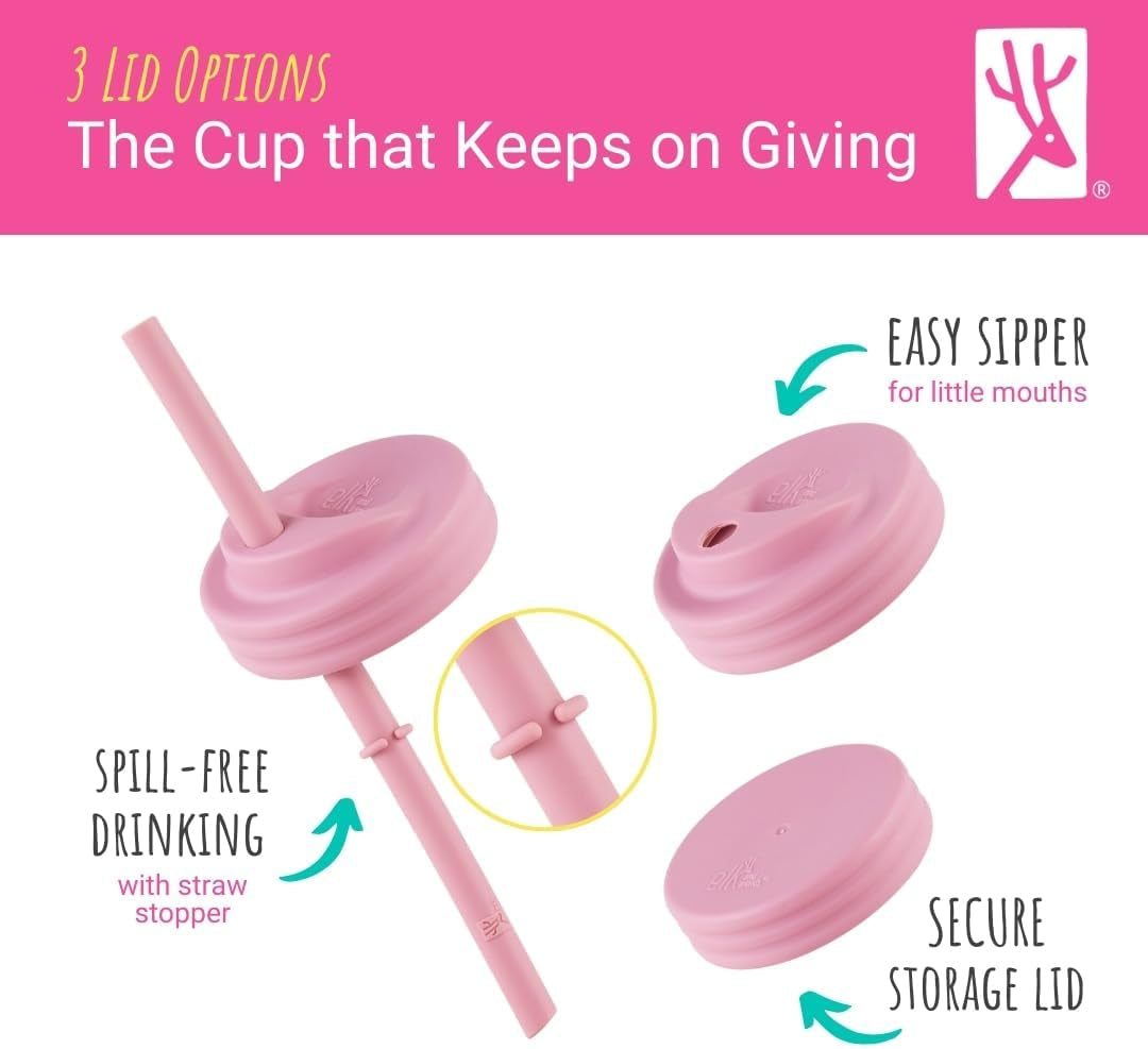 Kids + Toddler Glass Cups | the Original 8Oz Glass Mason Jar with Sleeves + Lids | Silicone Straws + Stopper | Smoothie Cup | Food Storage | Spill Resistant | Dishwasher Safe | 4 Pack