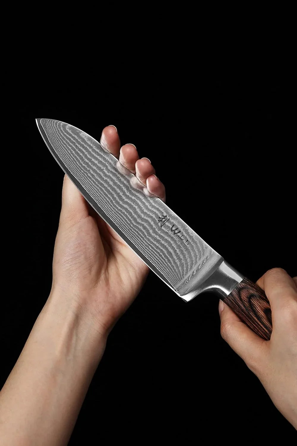 EDIB 3-Piece Damascus Kitchen Knife Set in Wooden Gift Box, Razor Sharp Genuine Damascus Steel (VG10 Core), Includes Santoku, Small Santoku and Paring Knife, Ergonomic Pakkawood Handle