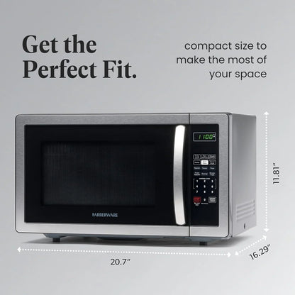 1.1 Cu. Ft. Countertop Microwave Oven – 1000 Watts Power, Auto Cook Settings, Defrost, Easy Clean and Child Safety Lock - Stainless