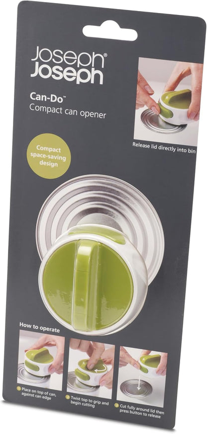 Can-Do Compact Can Opener Easy Twist Release Portable Space-Saving Manual Stainless Steel, Green