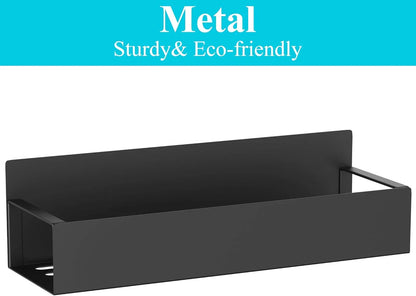Metal 4 Pack Magnetic Spice Storage Rack Organizer for Refrigerator and Oven, Black Fridge Organizers and Storage