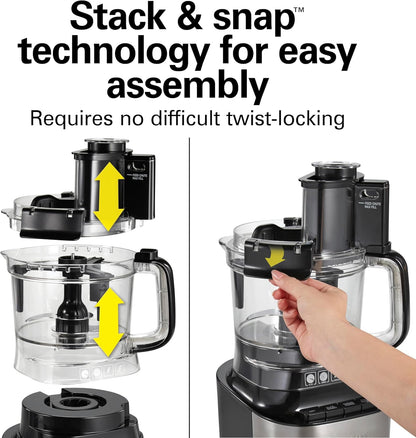 Stack & Snap Food Processor with Bowl Scraper, 10 Cup Capacity, Black, 70822F
