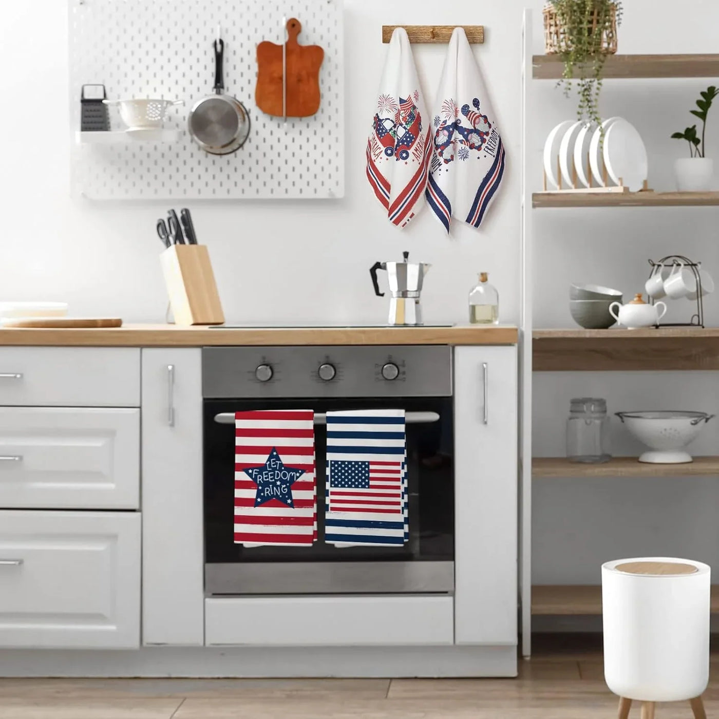 4 Pcs 4Th of July Patriotic Kitchen Towels American Flag Stars Dish Towels Independence Day Hand Towel Red White Blue 250Th Anniversary for Kitchen Housewarming Gifts Memorial Day Home, 15.7" X 23.6"