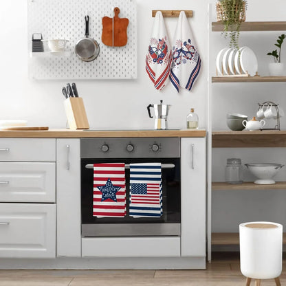 4 Pcs 4Th of July Patriotic Kitchen Towels American Flag Stars Dish Towels Independence Day Hand Towel Red White Blue 250Th Anniversary for Kitchen Housewarming Gifts Memorial Day Home, 15.7" X 23.6"