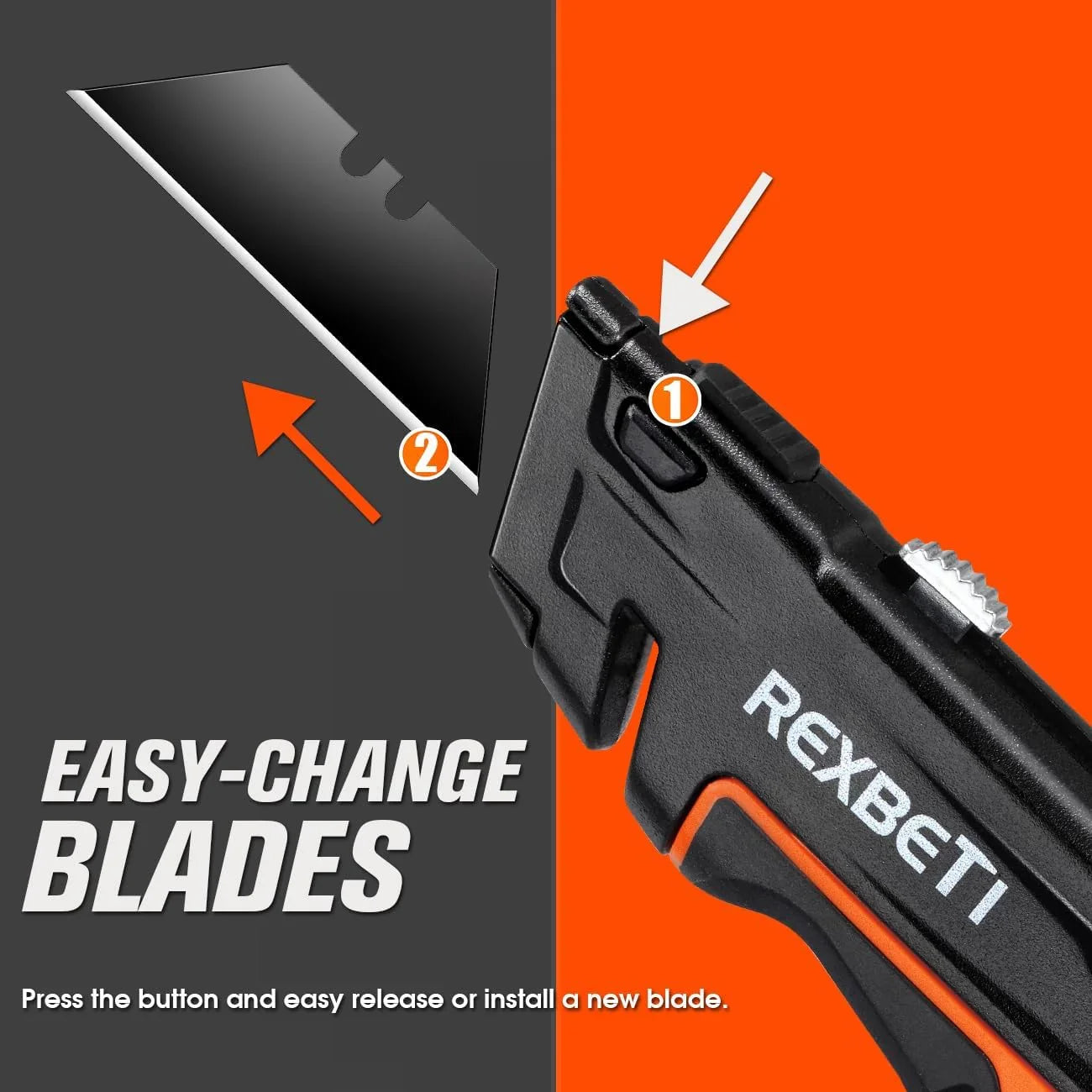 2-Pack Utility Knife, SK5 Heavy Duty Retractable Box Cutter for Cartons, Cardboard and Boxes, Blade Storage Design, Extra 10 Blades Included（Total 18 Blades）