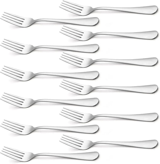 Silverware, Dinner Fork 8 Inches, Forks Set of 12 Premium Food Grade Stainless Steel Forks for Home Kitchen Party Restaurant, Mirror Polished Dishwasher Safe