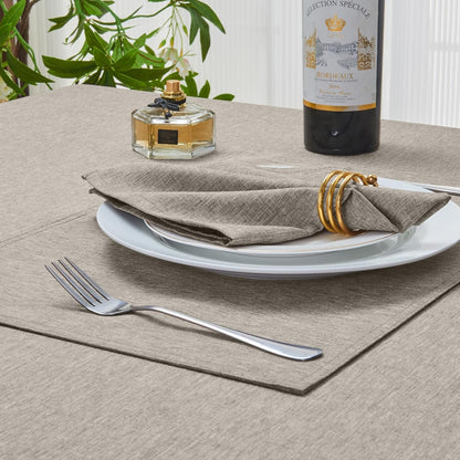 Rectangle Table Cloth Linen Farmhouse Stainproof Waterproof Washable Polyester Oblong Rectangular Fabric Table Cover for Kitchen Dining Dinner(Flaxen/52X70 Inch)