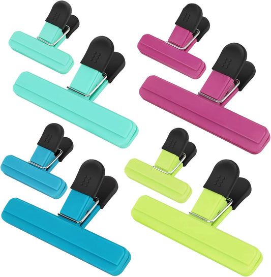 Chip Clips, 8 Pack Food Clips, Upgrade Wide Open Bag Clips for Food Storage with Air Tight Seal Grip (4 X L, 4 X S)