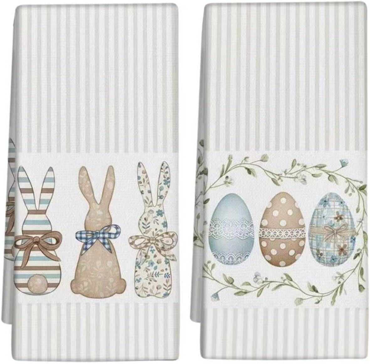 2 Pack Easter Kitchen Towels Dish Towels, 16 Inch X 26 Inch, Lint Free, Spring Decoration Hand Towels for Home 2