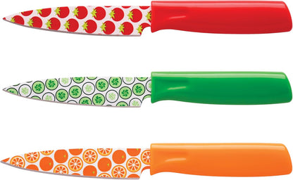 Tomodachi Kitchen Essentials with Blade Guards – 3-Piece Printed Paring Knife Set