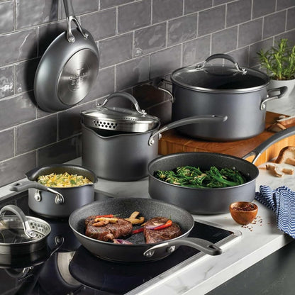 A1 Series with Scratchdefense Nonstick Induction Pots and Pans Cookware Set, Induction Cookware, Kitchen Essentials, 9-Piece, Graphite