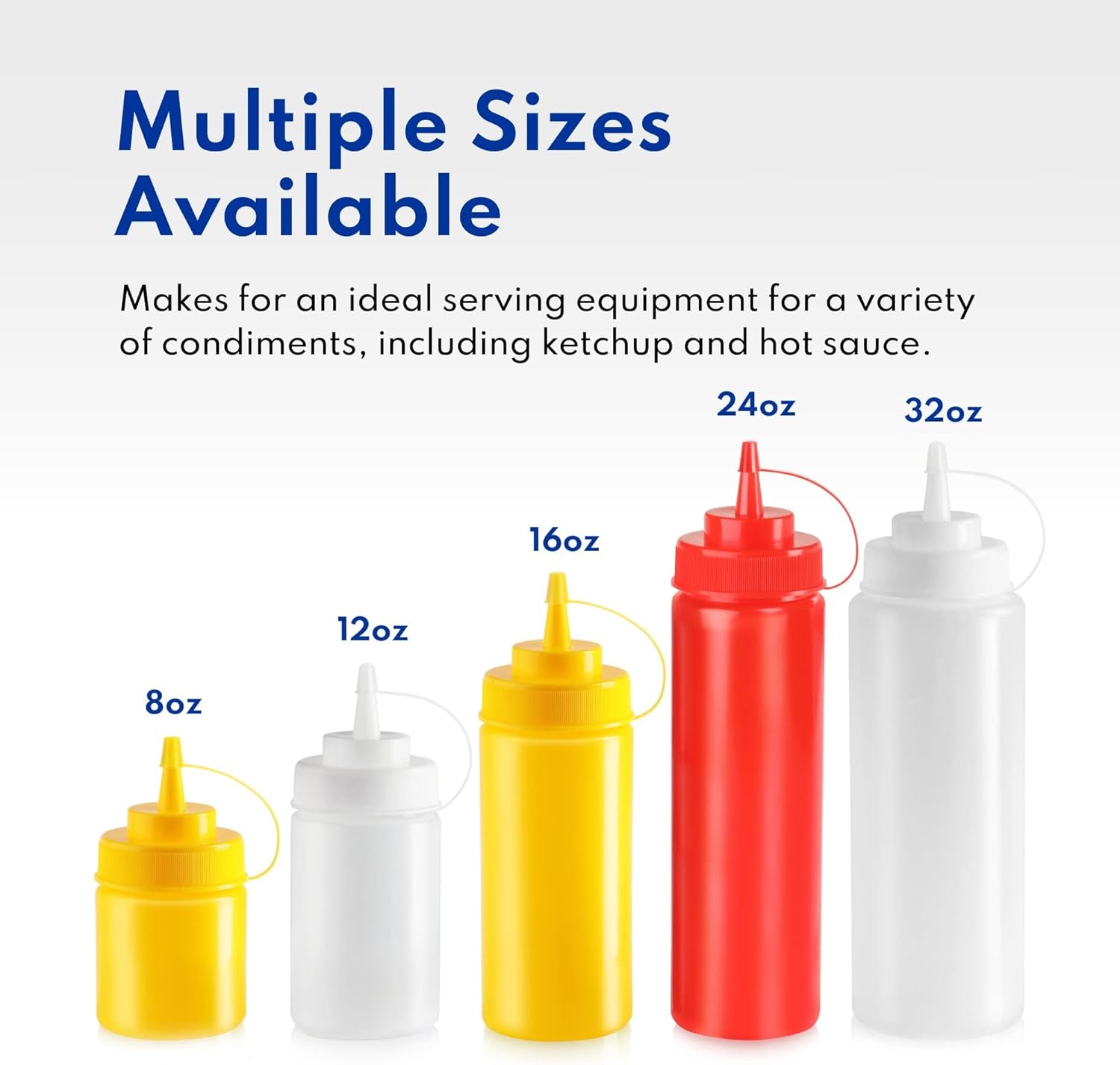 32 Oz Clear Squeeze Bottle, Wide Mouth, Pack of 6
