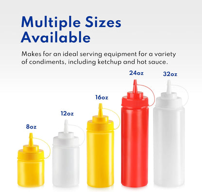 32 Oz Clear Squeeze Bottle, Wide Mouth, Pack of 6