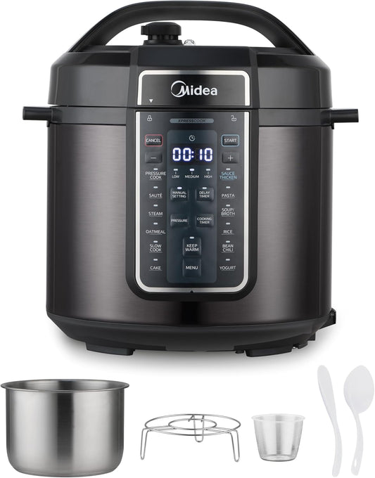 12-In-1 Electric Pressure Cooker, 6 Quarts, 12 Presets, Multi-Functional Programmable Slow Cooker, Rice Cooker, Steamer, Sauté Pan, Yogurt Maker, and More, Stainless Steel