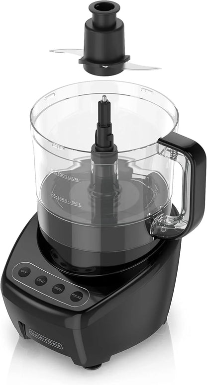 3-In-1 Easy Assembly 8-Cup Food Processor, Stainless Steel S-Blade, Easy-Clean, Touchpad Controls Black