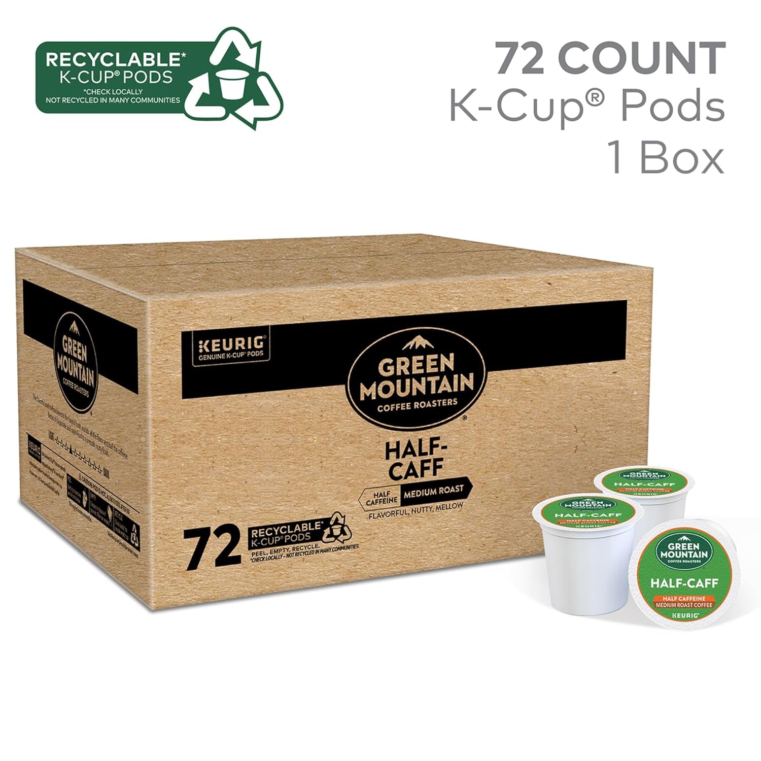 Half Caff Keurig Single-Serve K-Cup Pods, Medium Roast Coffee, 72 Count