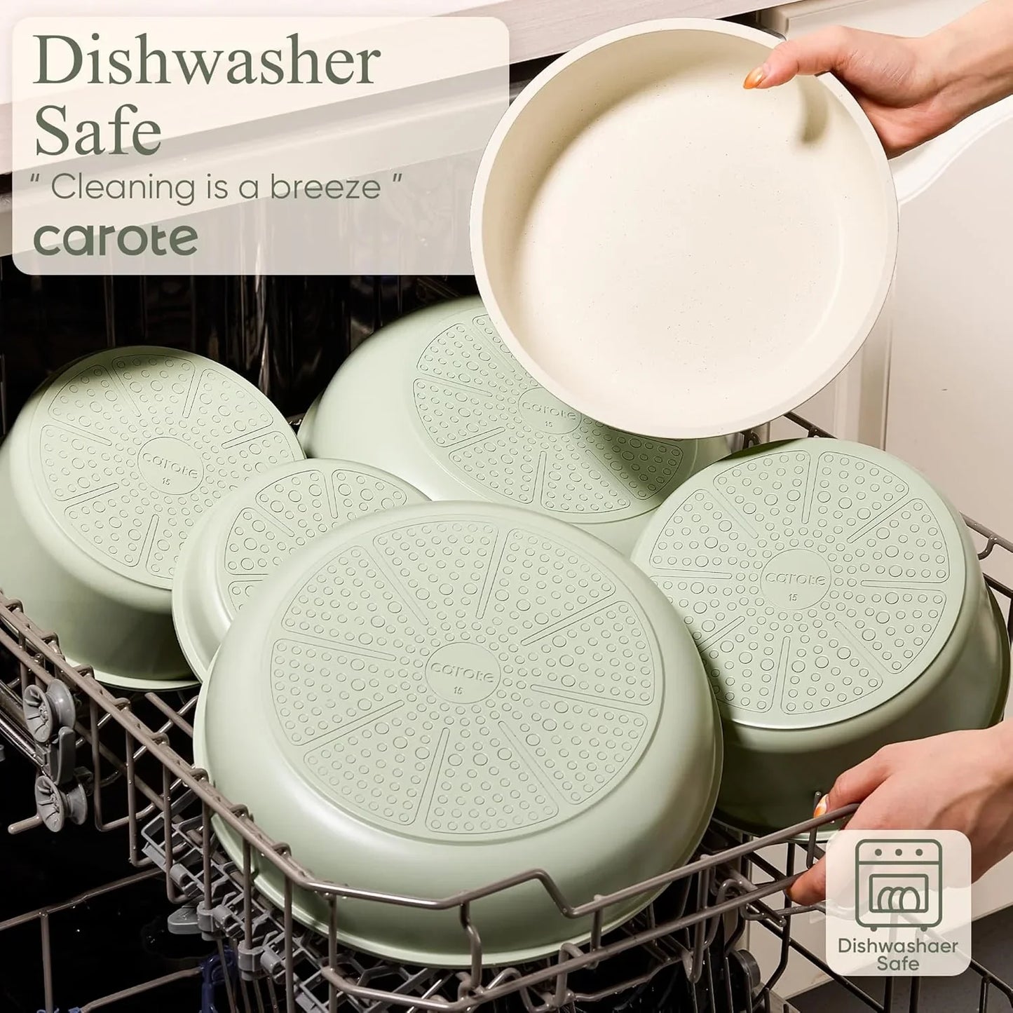 Pots and Pans Set, Nonstick Cookware Set Detachable Handle, 19Pcs Induction Kitchen Cookware Sets Non Stick with Removable Handle, RV Cookware Set, Oven Safe, Sage Green