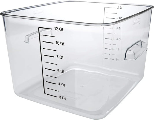 Commercial Products Space Saving Square Food Storage Container 12 Quart Clear for Kitchen/Sous Vide/Meal Prep