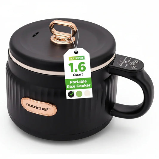 1.6 QT Portable Electric Rice Cooker & Lunch Maker | Multi-Functional & Non-Stick Ceramic Coating | Digital Control Panel | 6 Cook Functions: Rice, Soup, Stew, Porridge & More | Black