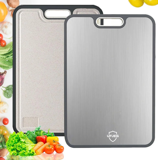 Titanium Cutting Board for Kitchen, Cutting Board Double Sided Food Grade, Pure Titanium and Wheat Straw PP for Chopping Meat/Vegetables, Dishwasher Safe Easy to Clean Large Size 15.5”×11”