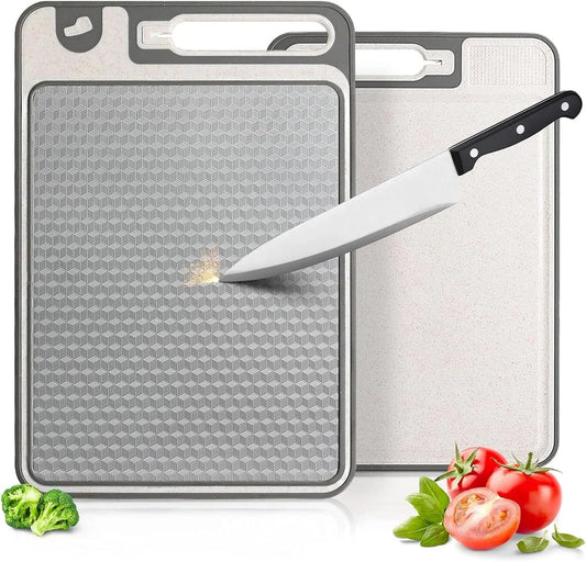 Stainless Steel Cutting Board, 14"X10" Cutting Boards for Kitchen, Dishwasher Safe, Scratch-Resistant with Juice Groove, Separate Sides for Meat and Vegetables ((Diamond Texture)