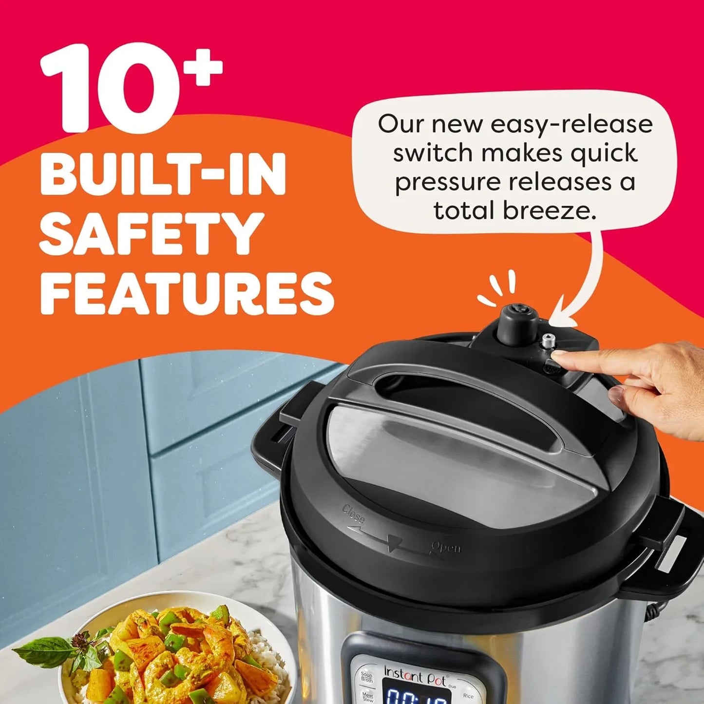 Duo 7-In-1 Electric Pressure Cooker, Slow Cooker, Rice, Steamer, Sauté, Yogurt Maker, Warmer & Sterilizer, Includes App with over 800 Recipes, Stainless Steel, 6 Quart