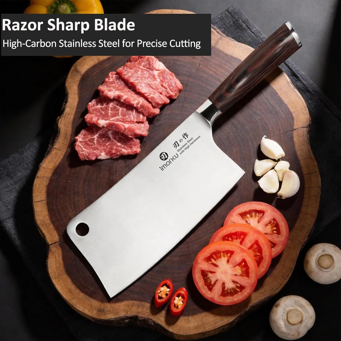 Cleaver Knife 7 Inch Meat Cleaver, Japanese High Carbon Stainless Steel Butcher Knife with Ergonomic Handle, Ultra Sharp Chopping Knife, Kitchen Gadgets for Home/Restaurant, Gifts for Men Women