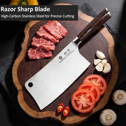Cleaver Knife 7 Inch Meat Cleaver, Japanese High Carbon Stainless Steel Butcher Knife with Ergonomic Handle, Ultra Sharp Chopping Knife, Kitchen Gadgets for Home/Restaurant, Gifts for Men Women