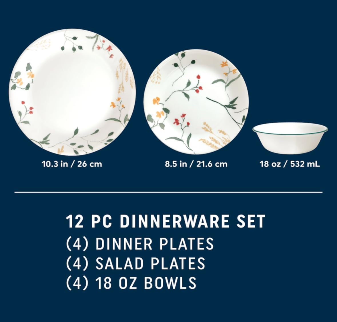 Vitrelle Signature Wildflower Scatter 12-Piece Dinnerware Set
