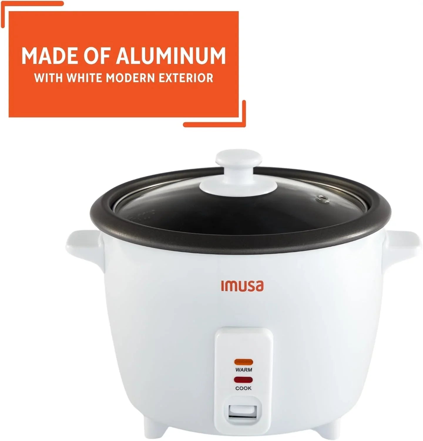 USA GAU-00012 Electric Nonstick Rice Cooker 5-Cup (Uncooked) 10-Cup (Cooked), White