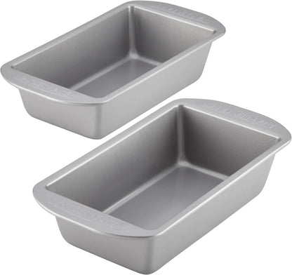 Bakeware Meatloaf/Nonstick Baking Loaf Pan Set, Two 9-Inch X 5-Inch, Gray