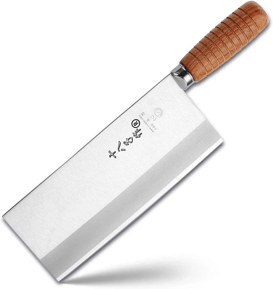 8-Inch Professional Cleaver - Stainless Steel Meat & Vegetable Knife with Non-Stick Finish and Anti-Slip Wooden Handle