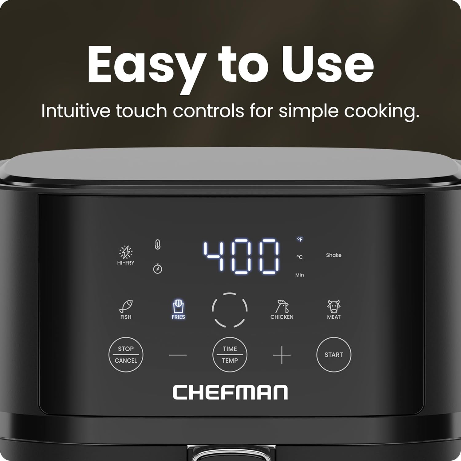 Air Fryer – 4 QT Compact Airfryer for Quick & Easy Meals in Minutes, Features Hi-Fry Technology for Extra Crisp, Touchscreen Controls with 4 Presets, Nonstick & Dishwasher Safe Basket - Black