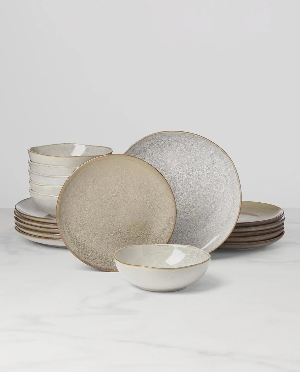 899208 Organic Shades Oatmeal 18-Piece Dinnerware Set, Service for 6