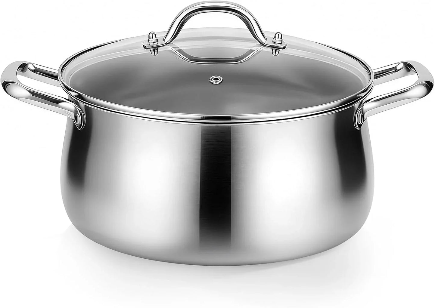 Stainless Steel Stock Pot - 8 Quart 3Ply Heavy Duty Large Induction Cooking Pot with Lid for Pasta, Soup, Spaghetti, Nonstick Deep Stockpot, Kitchen Cookware for Stew, Simmer, Canning, Boiling