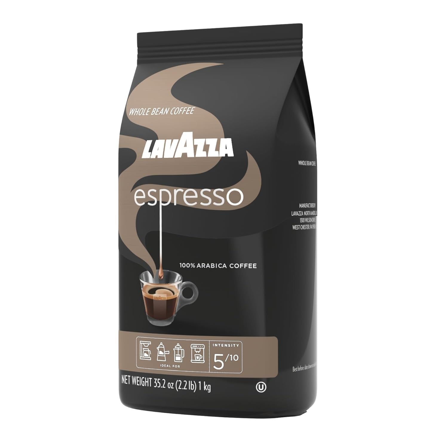 Espresso Whole Bean Coffee, Medium Roast, 100% Arabica, 2.2 Lb Bag