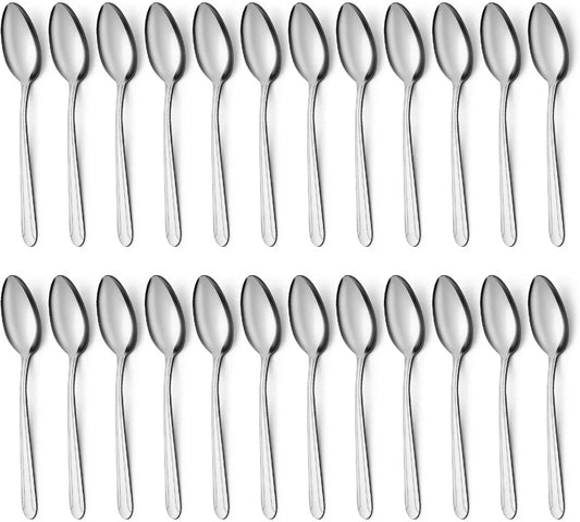 24 Pieces Teaspoons, 6.2 Inches Stainless Steel Teaspoons Silverware, Spoon Silverware, Coffee Spoons, Small Spoon, Mirror Polished, Dishwasher Safe, Silver Spoons for Home, Restaurant