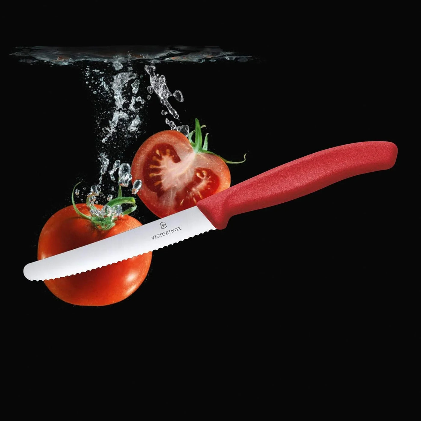 6.7831 Swiss Classic Tomato and Table Knife Ideal for Cutting Fruits and Vegetables with Soft Skin Serrated Blade in Red, 4.3 Inches