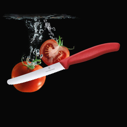 6.7831 Swiss Classic Tomato and Table Knife Ideal for Cutting Fruits and Vegetables with Soft Skin Serrated Blade in Red, 4.3 Inches