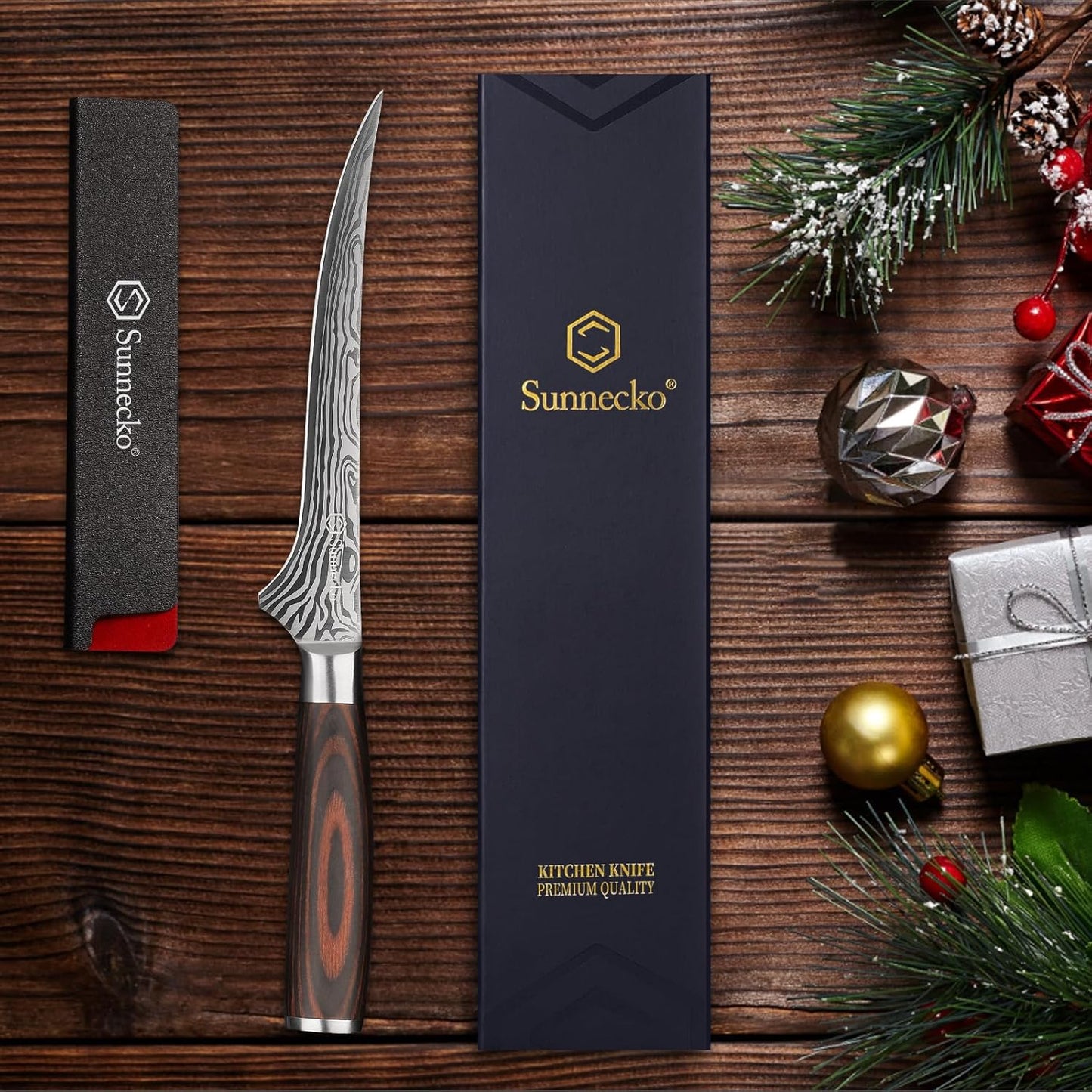 Boning Knife with Pakkawood Handle,6 Inch High Carbon German Stainless Steel Fillet Knife for Meat and Poultry