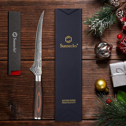 Boning Knife with Pakkawood Handle,6 Inch High Carbon German Stainless Steel Fillet Knife for Meat and Poultry