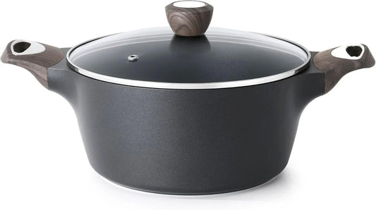 Nonstick Stock Pot with Lid, 2.6/4.5/6.6/8.5 QT Soup Pot Casserole Pot, Healthy Pasta Pot, Large Deep Cooking Pot, Big Sauce Pot Stew Pot, Induction Compatible, PFOA PFOS APEO Free, Black
