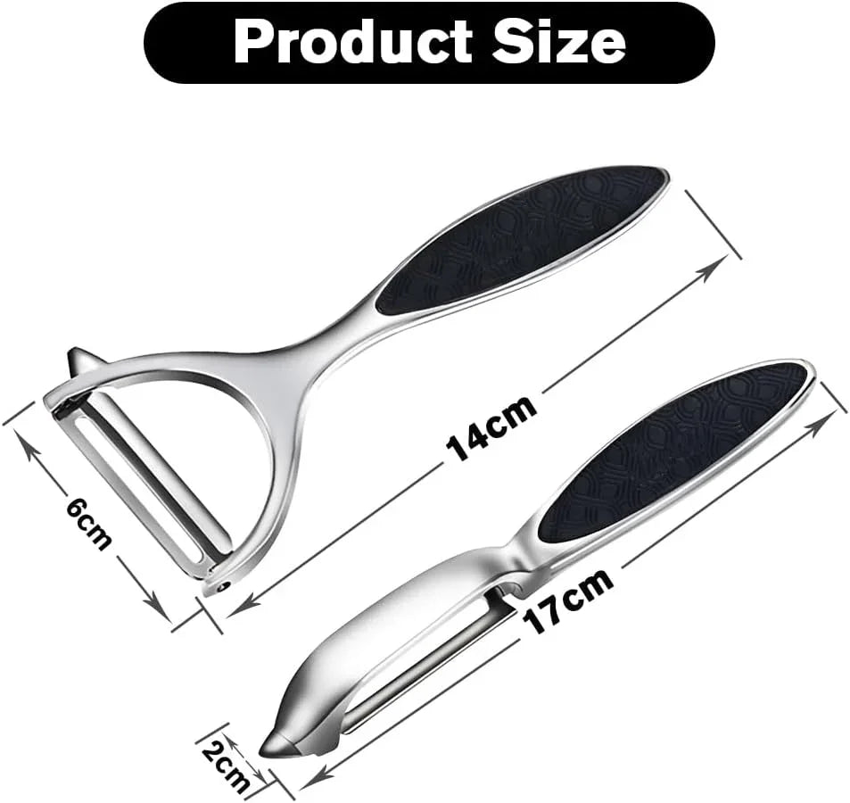 Vegetable Peeler, Potato Peelers for Kitchen Stainless Steel Multi-Function Set Fruit Peeler for Kitchen and Household Tools Y & I Shape Swivel Blades with 2 Orange Citrus Peelers