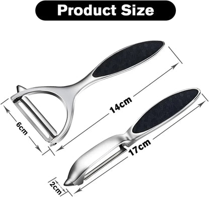 Vegetable Peeler, Potato Peelers for Kitchen Stainless Steel Multi-Function Set Fruit Peeler for Kitchen and Household Tools Y & I Shape Swivel Blades with 2 Orange Citrus Peelers