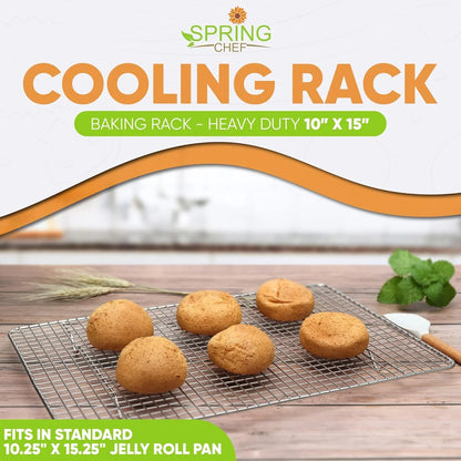 10 X 15 Inch Stainless Steel Cooling Rack for Cooking & Baking - Heavy Duty Cookie Cooling Rack for Kitchen - Oven Safe - Fits Jelly Roll Pan - Dishwasher Safe