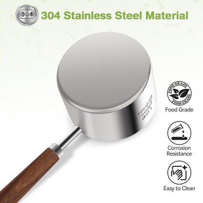 Dog-Cat Food-Scoop Measuring-Cup - 304 Stainless Steel Material.1-Cup Capacity. Precision Scale Measurements