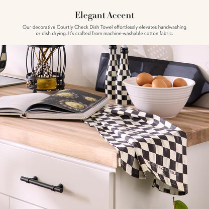 Set of 1 Cotton Dish Towel, Decorative Kitchen Towel, Black-And-White Courtly Check